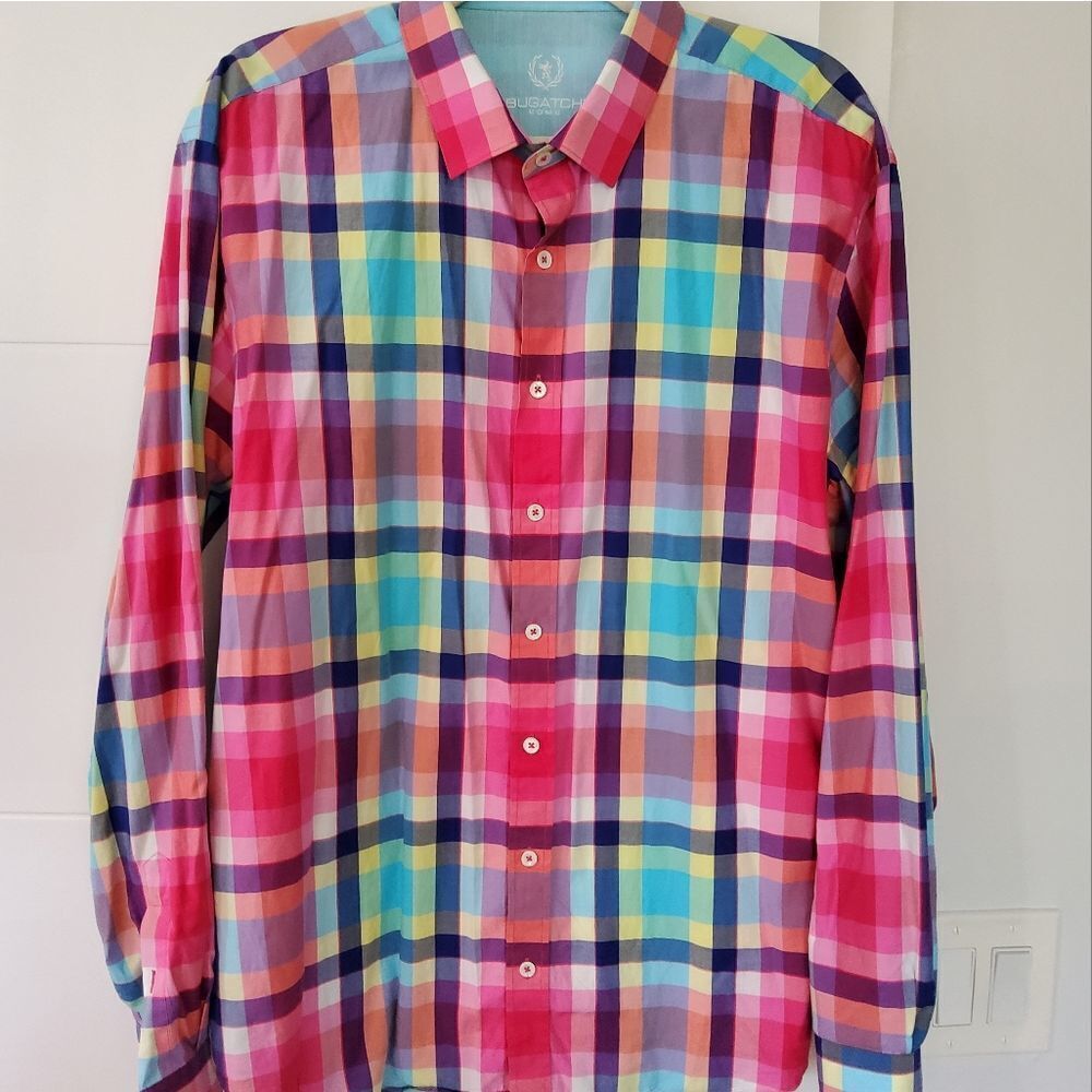 Bugatchi Uomo Men's Plaid Shirt Size XXL